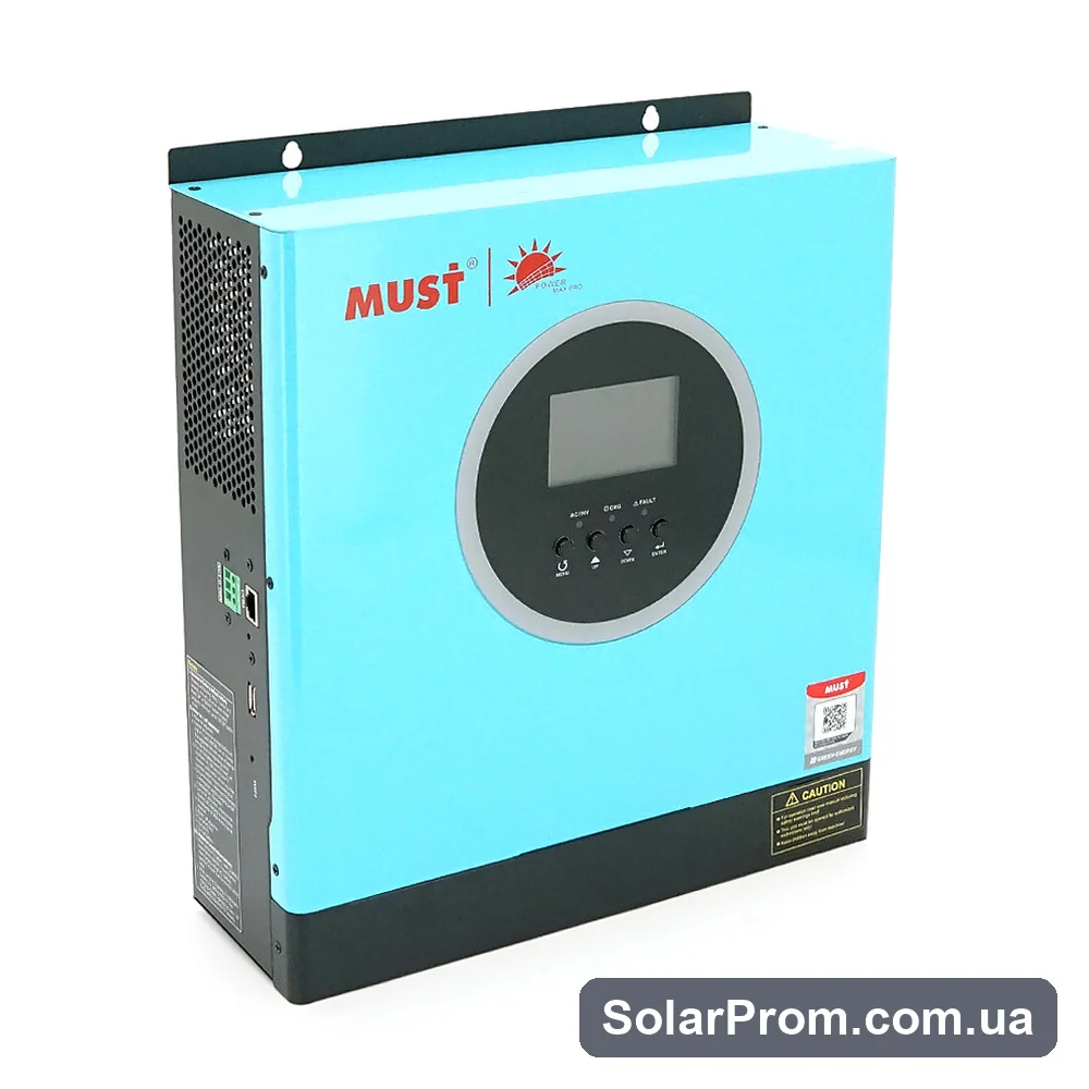 Гибридный инвертор MUST PV18-3524ECO, 3500W, 24V, ток заряда 60A, 160-275V, MPPT (100А, 60-360 Vdc), 367,4 x254, 5x103 мм. Вес: 5.5 кг. - страница товара SolarProm