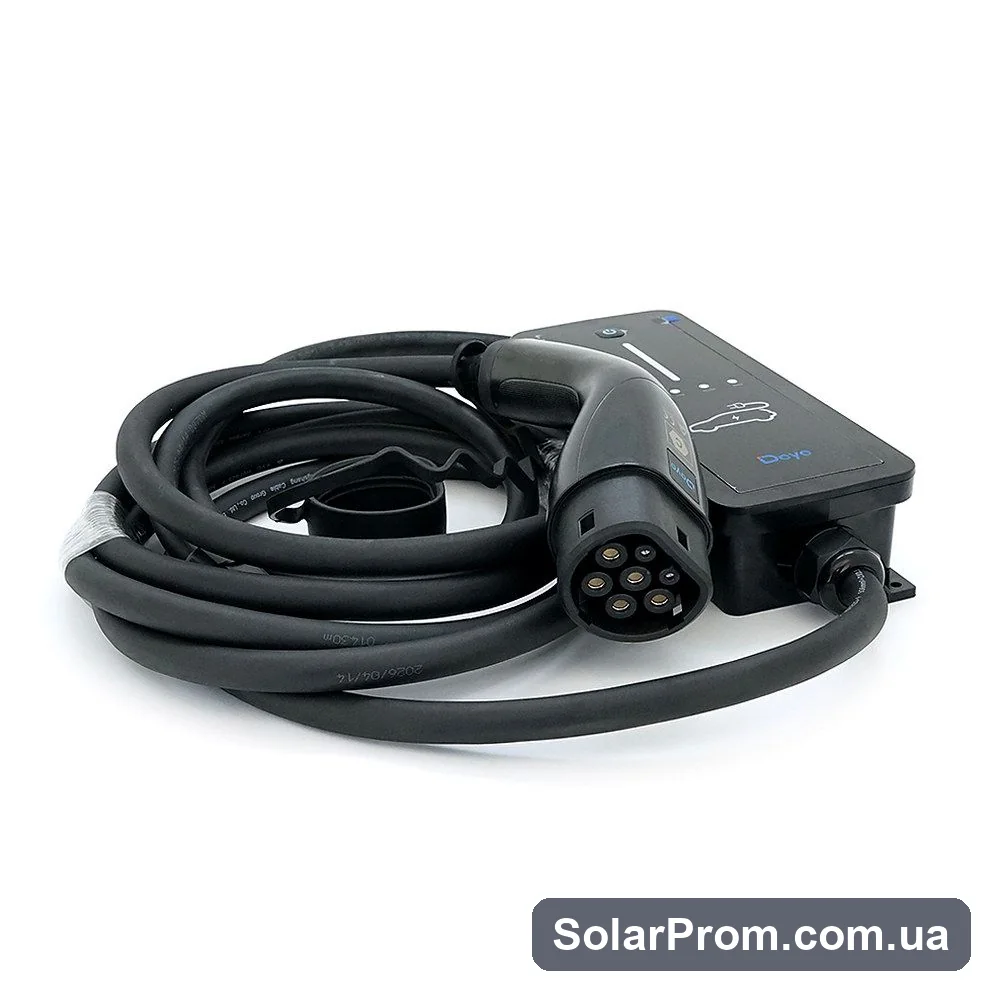 Зарядний пристрій електромобілів Deye SUN-EVSE22K01-EU-AC, 220V / 400V, 16A, 11кВт, довжина кабелю 4,2м, Зв'язок: LoRa / Wi-Fi. IP66. 264×104×57.5мм - сторінка товару SolarProm
