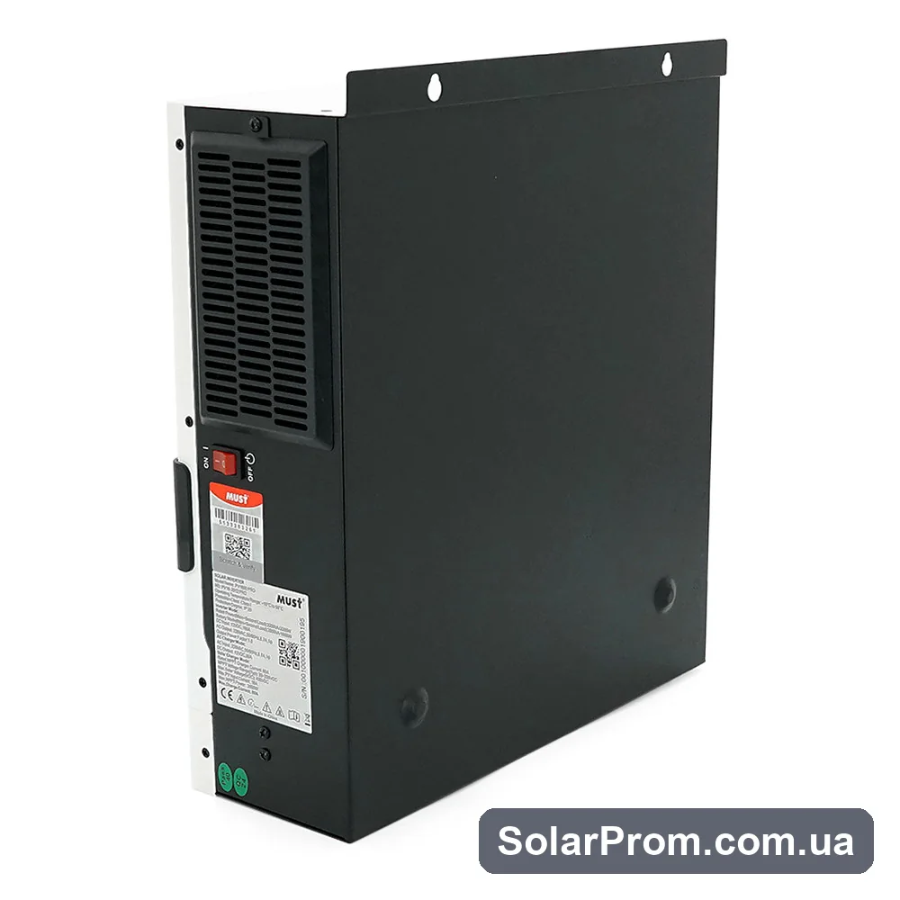 Гібридний інвертор MUST PV18-2012PRO, 2000 Вт / 1600 Вт, 12 В, струм заряду 80 А, Wi-Fi, RS485 / CAN, 170-280 В, MPPT (80 А, 30-320 В постійного струму), 318 × 369 × 121 мм. 6,2 кг. - фото 2, SolarProm