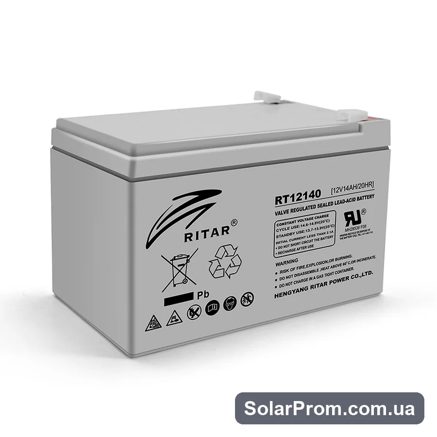 Аккумуляторная батарея AGM RITAR RT12140H, Gray Case, 12V 14.0Ah ( 151 x 98 x 95 (101) ) Q4 в каталоге SolarProm