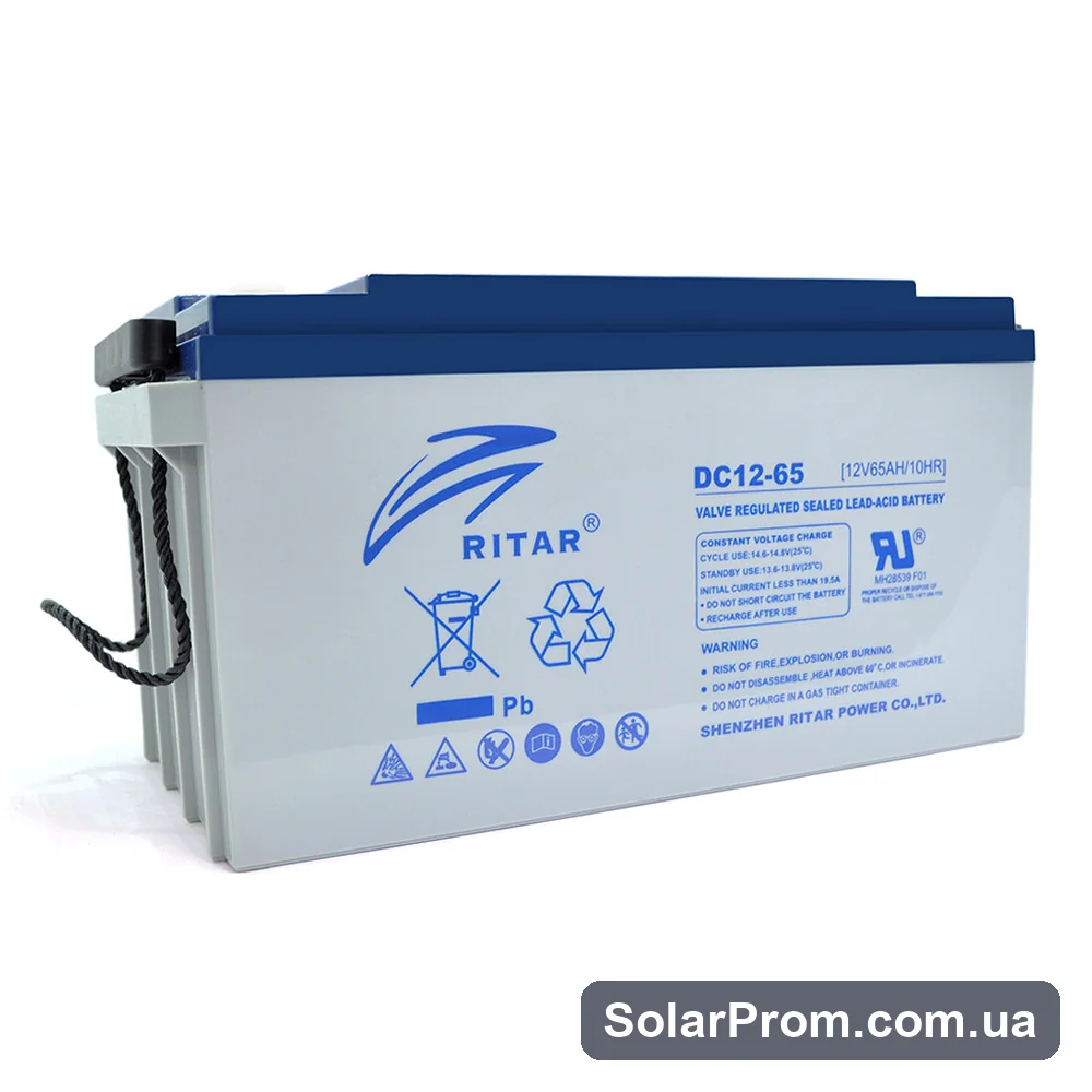 Аккумуляторная батарея AGM RITAR DC12-65, Gray Case, 12V 65Ah ( 350 х 167 х 182 ) Q1 в каталоге SolarProm