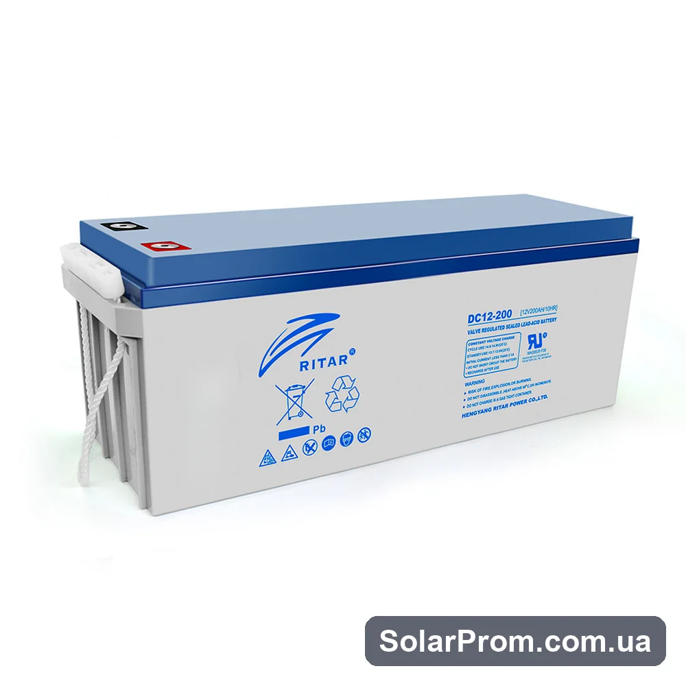 Аккумуляторная батарея AGM RITAR DC12-200, Gray Case, 12V 200Ah (522 х 240 х 219 (224)) Q1 / 18 в каталоге SolarProm
