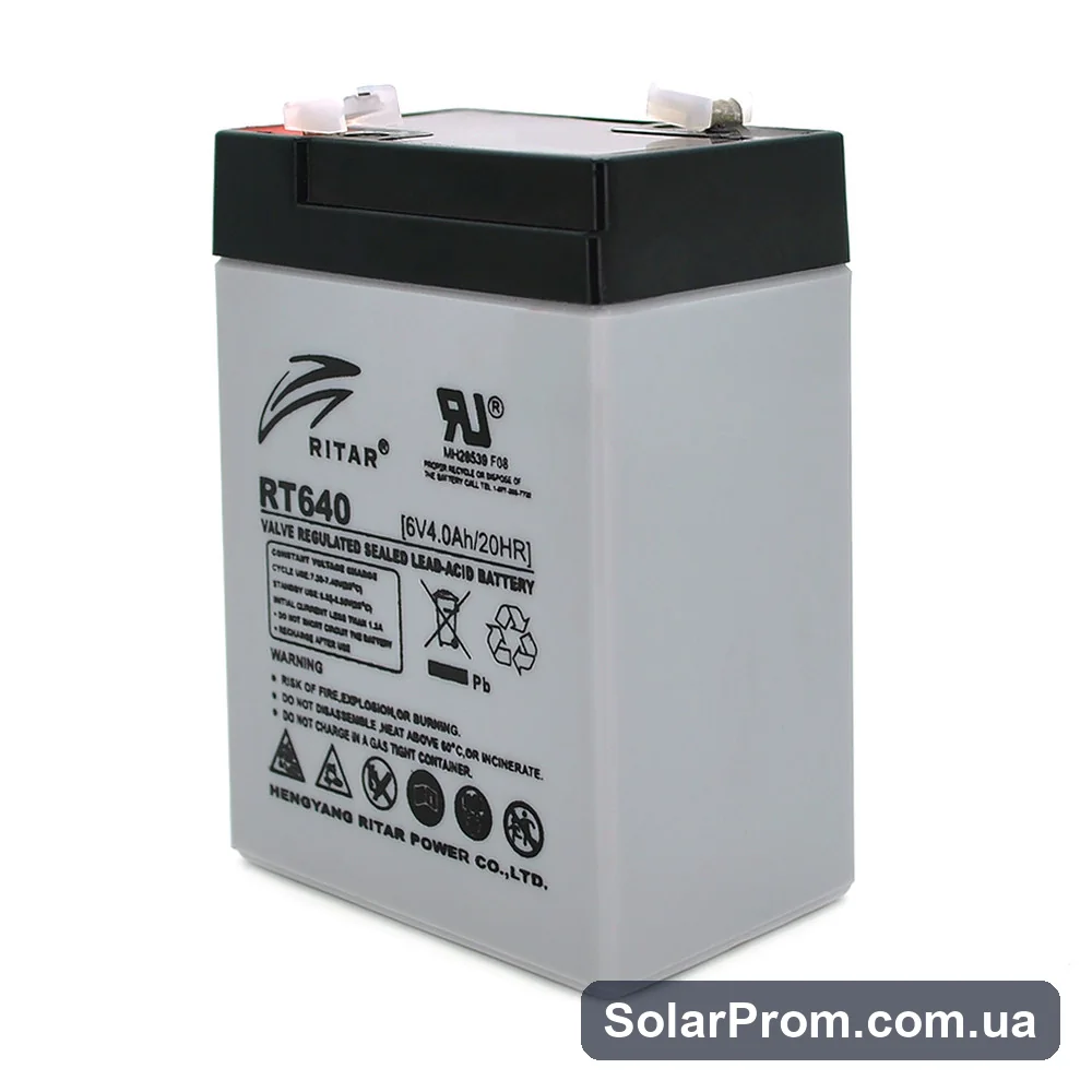 Аккумуляторная батарея AGM RITAR RT640, Black Case, 6V 4Ah ( 70х47х99 (107) ) Q20 в каталоге SolarProm