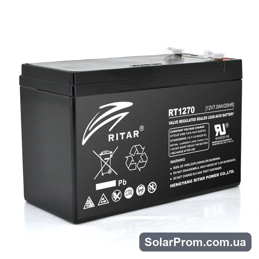 Аккумуляторная батарея AGM RITAR RT1270B, Black Case, 12V 7.0Ah ( 151 х 65 х 94 (100) ) Q10 в каталоге SolarProm
