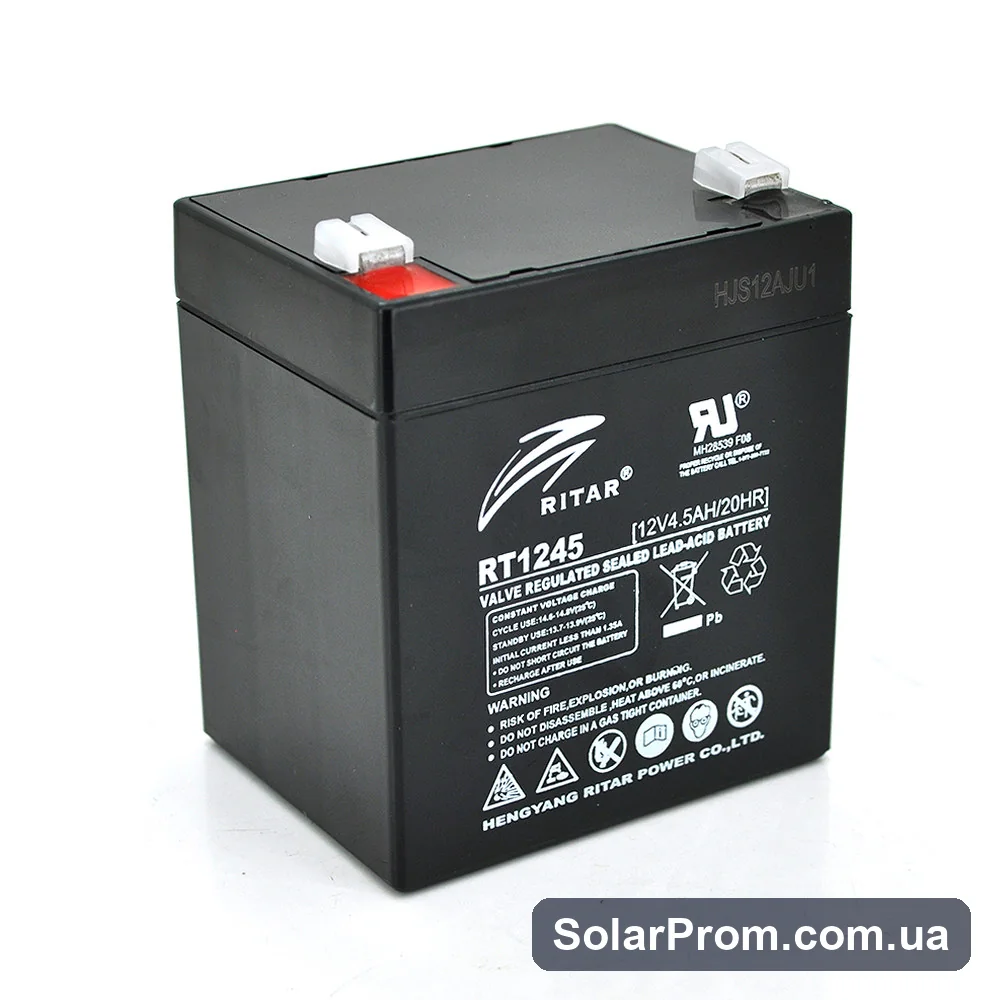 Аккумуляторная батарея AGM RITAR RT1245B, Black Case, 12V 4.5Ah ( 90 х 70 х 101 (107) ) Q10 в каталоге SolarProm