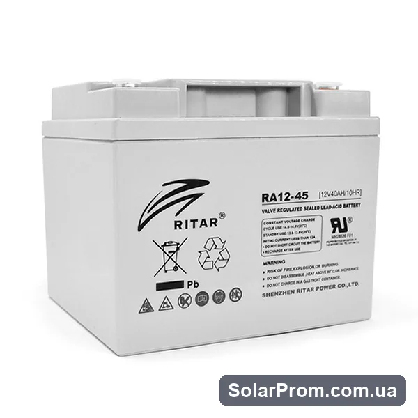 Аккумуляторная батарея AGM RITAR RA12-45, Gray Case, 12V 45.0Ah (198 x 166 x169) Q2 в каталоге SolarProm