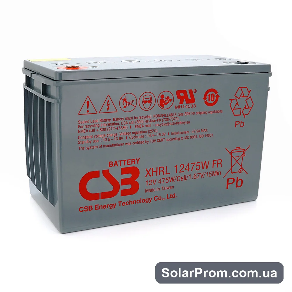 Аккумуляторная батарея CSB XHRL12475WFR, 12V 118.8Ah в каталоге SolarProm