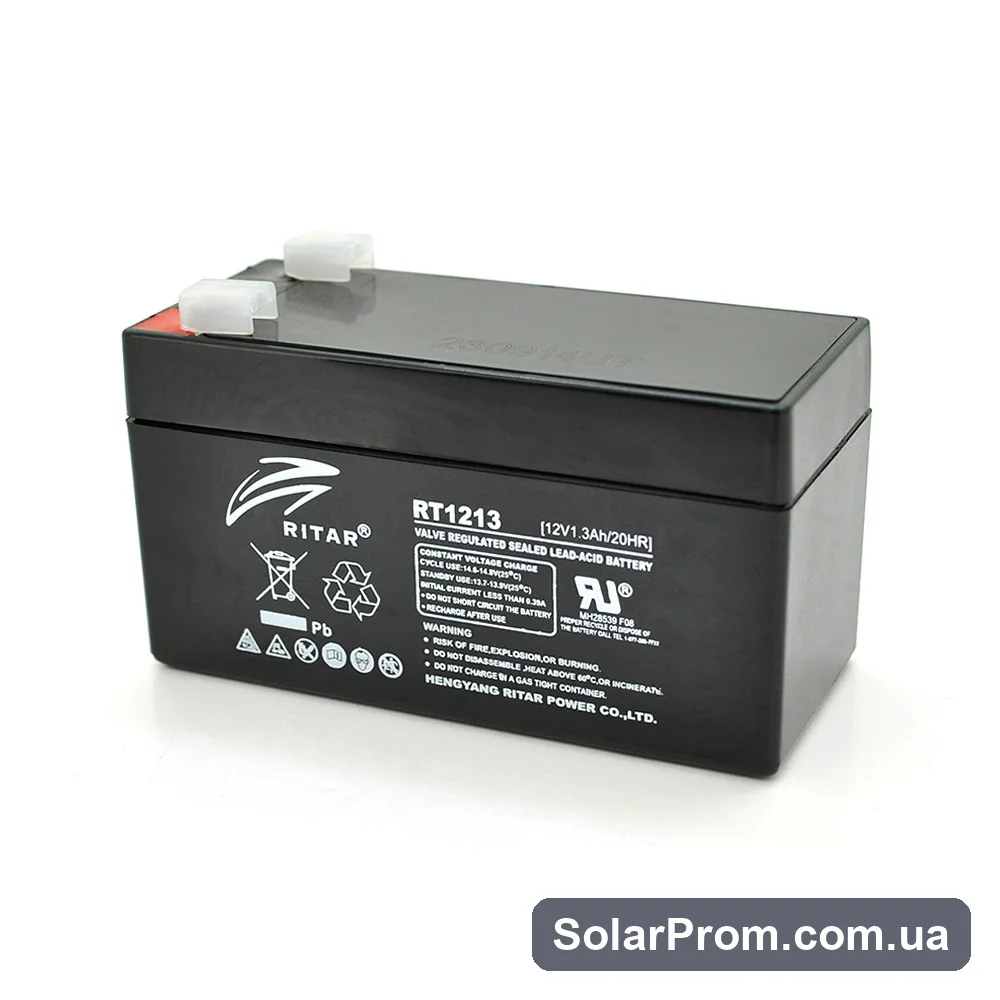 Аккумуляторная батарея AGM RITAR RT1213, Black Case, 12V 1.3Ah ( 98 х 44 х 53 (59) ) Q20 в каталоге SolarProm