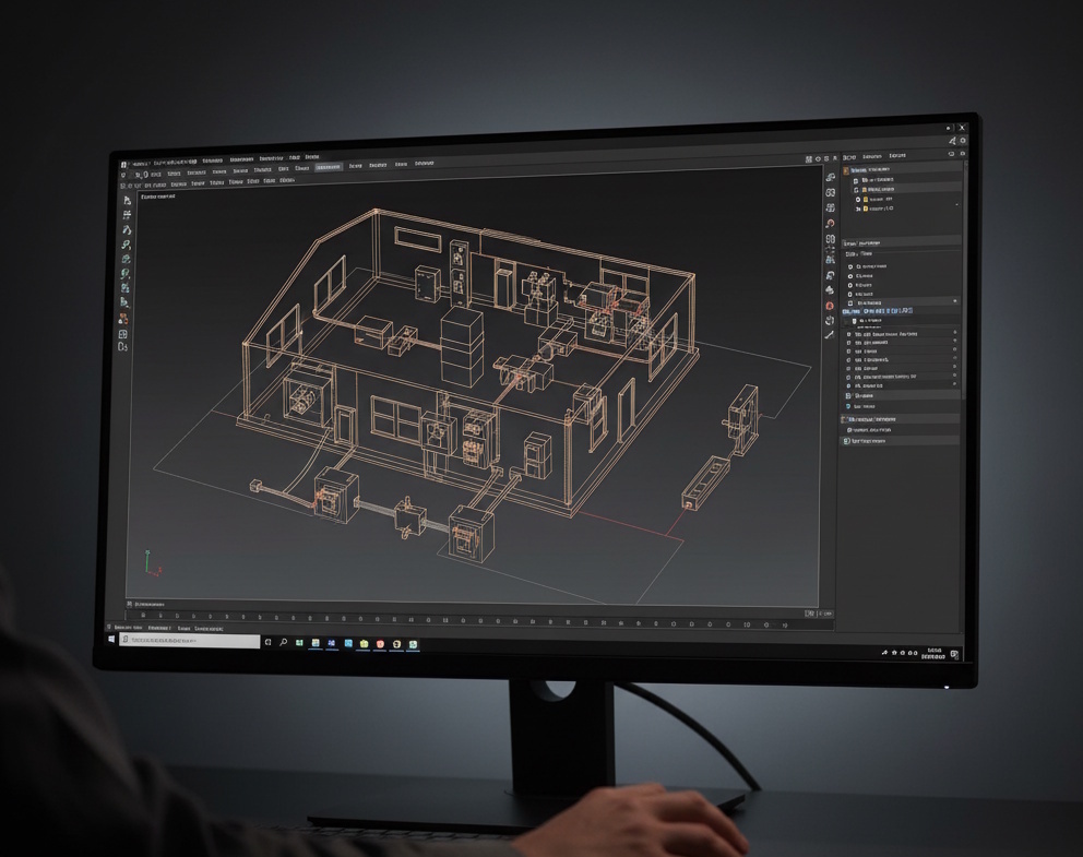 Інженер SolarProm проєктує 3D-модель сонячної станції