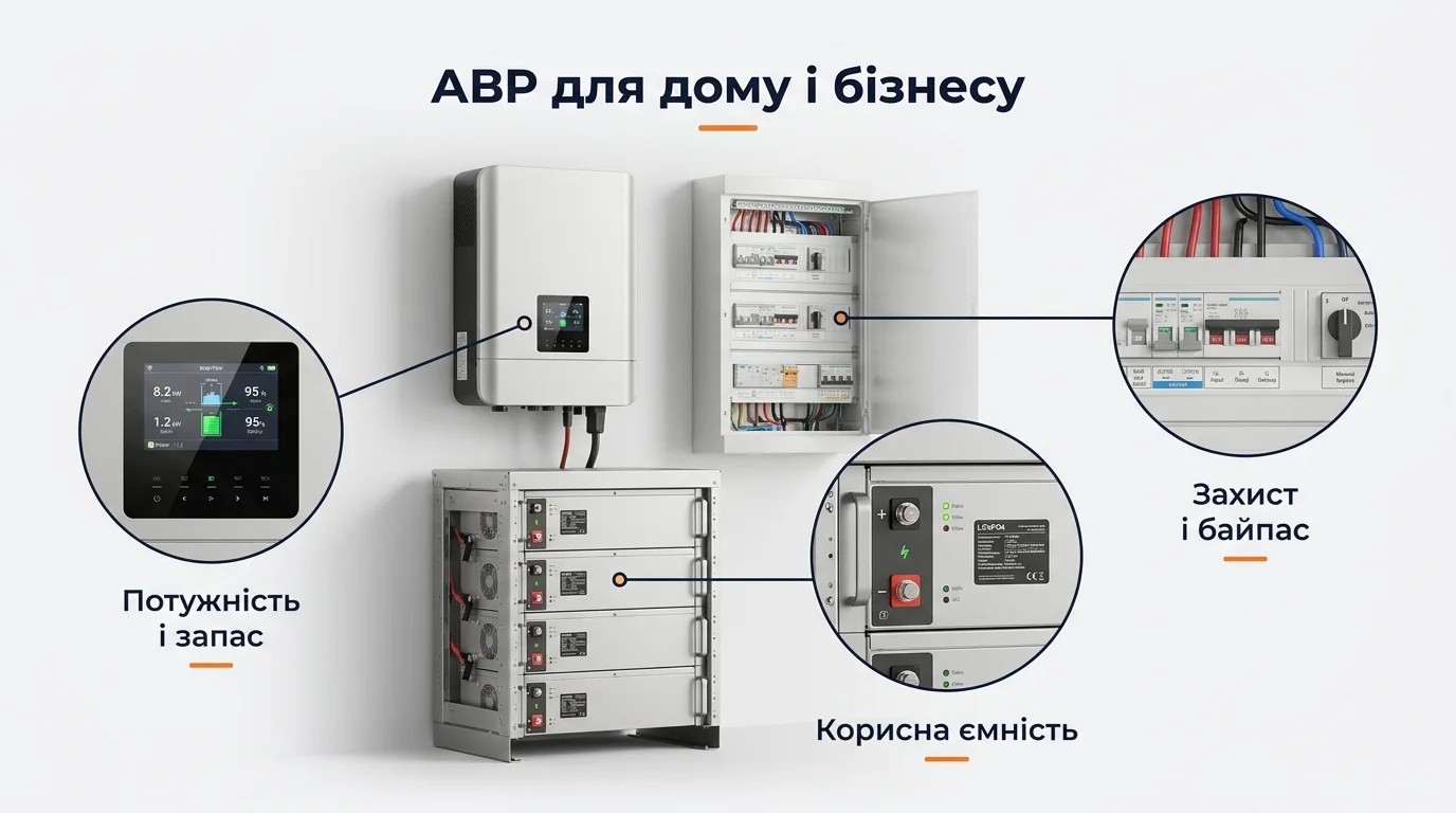 Инфографика: АВР для дома и бизнеса: генератор, СЭС и сеть без конфликтов