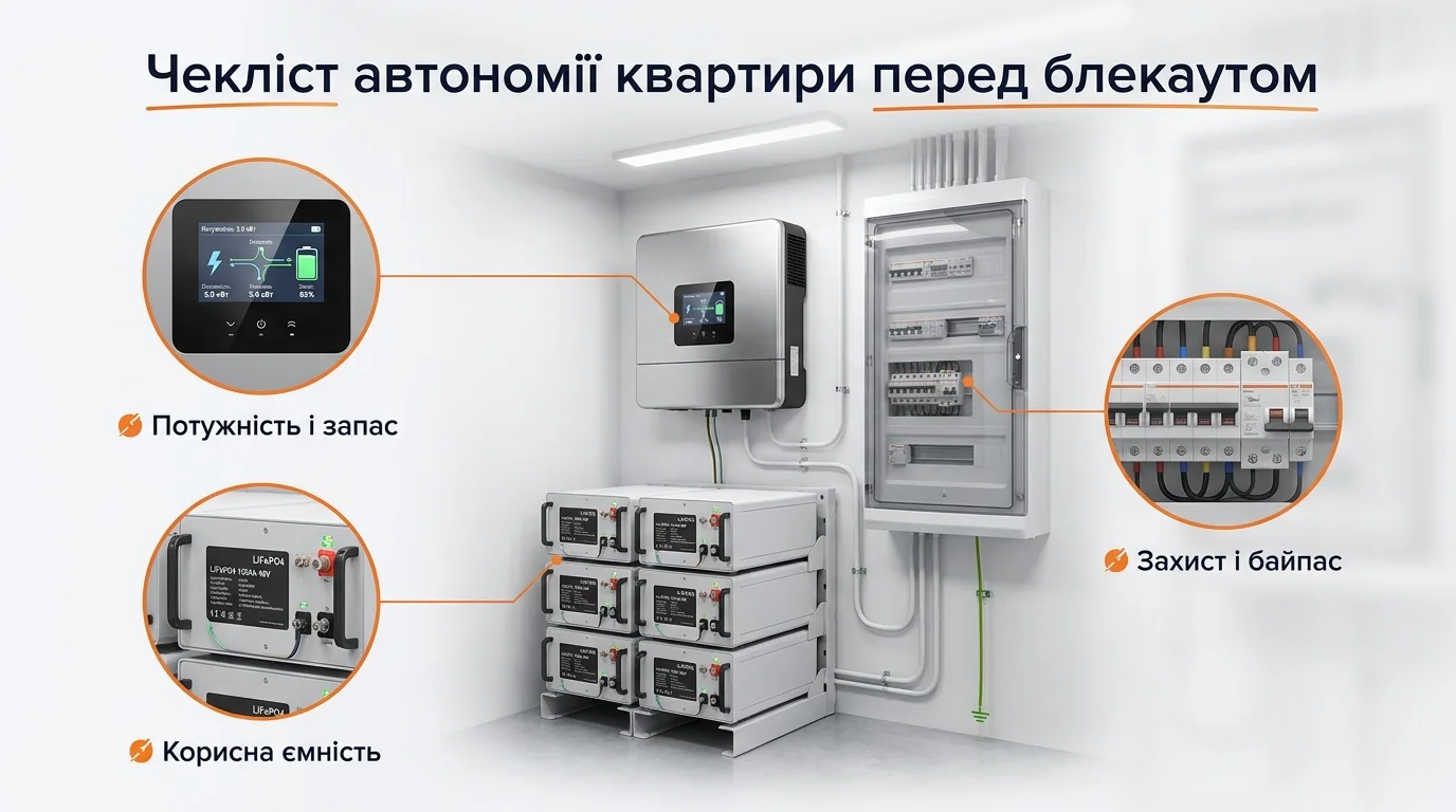 Інфографіка: Чекліст автономії квартири перед блекаутом