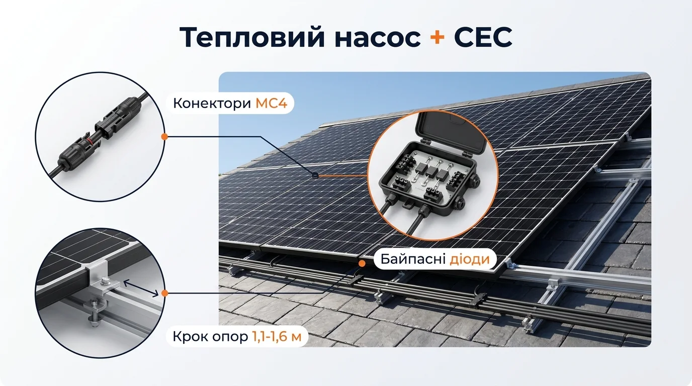 Інфографіка: Тепловий насос + СЕС: чесний розрахунок опалення сонцем