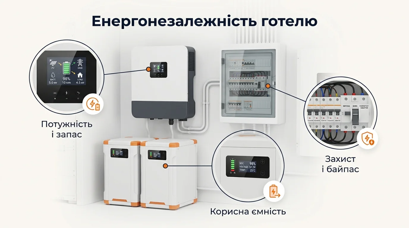 Інфографіка: Енергонезалежність готелю: що резервувати першочергово