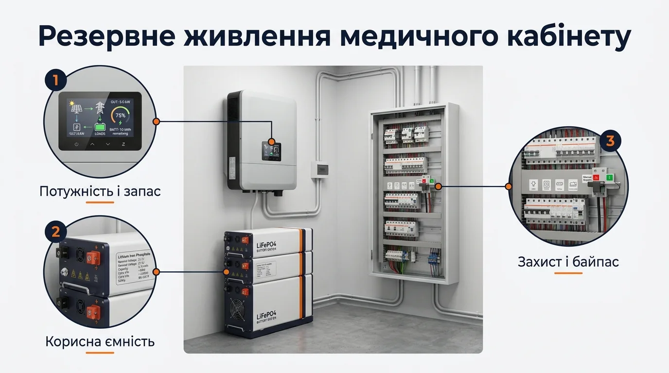 Інфографіка: Резервне живлення медичного кабінету: UPS чи ESS