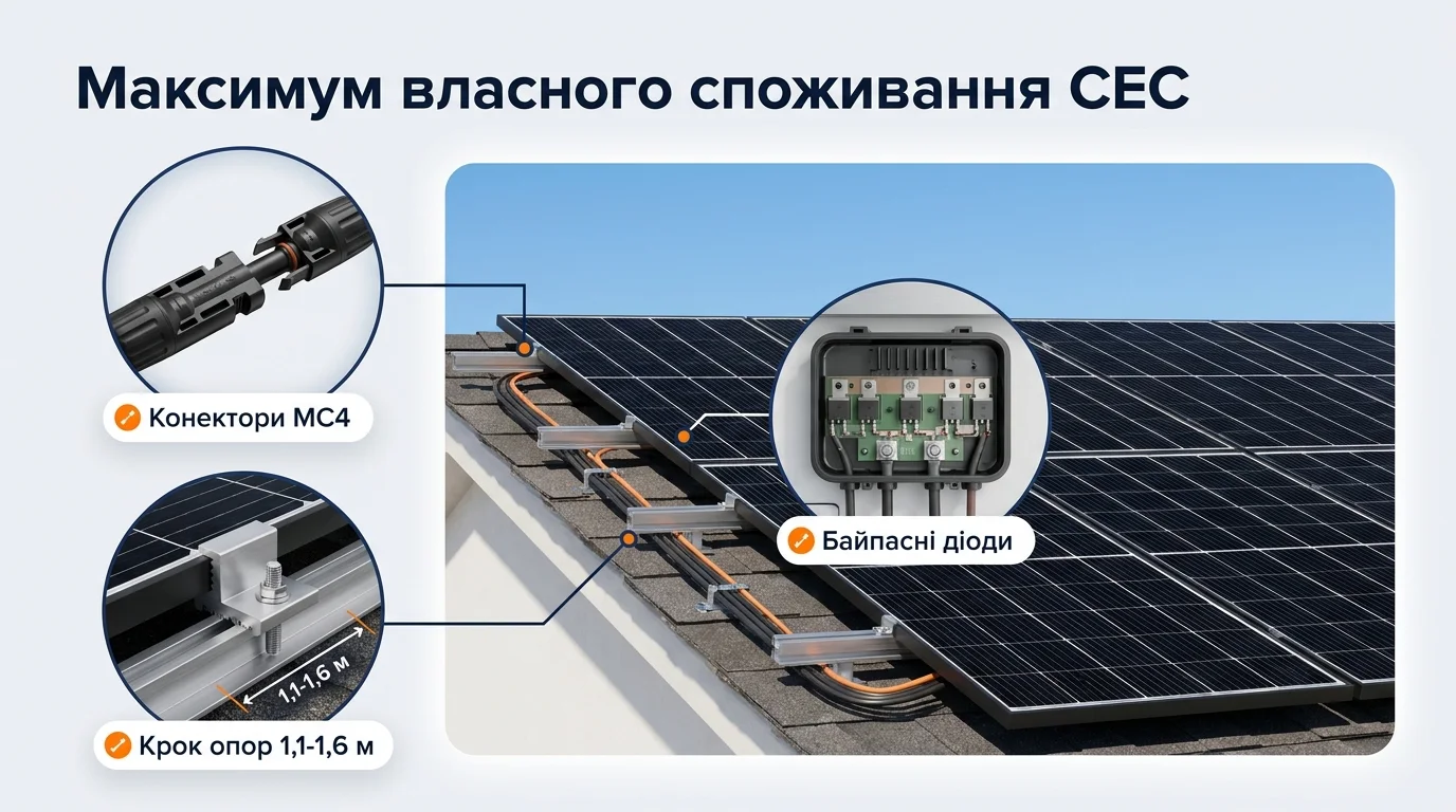 Інфографіка: Максимум власного споживання СЕС: як не віддавати сонце задарма