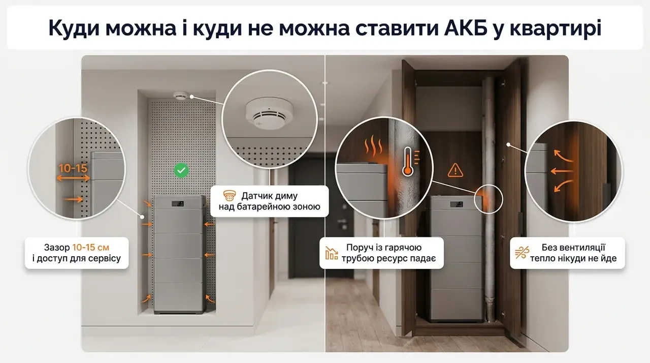 Куди можна і куди не можна ставити акумулятор у квартирі