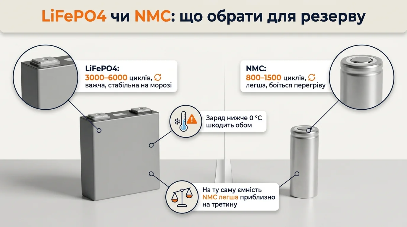 Порівняння акумуляторних елементів LiFePO4 та NMC для портативних зарядних станцій