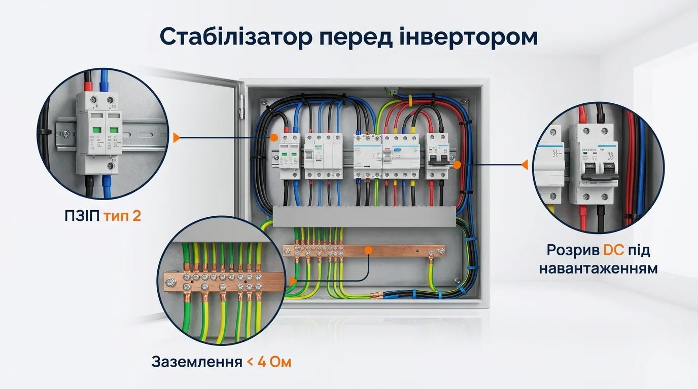 Інфографіка: Стабілізатор перед інвертором: коли потрібен, а коли шкодить