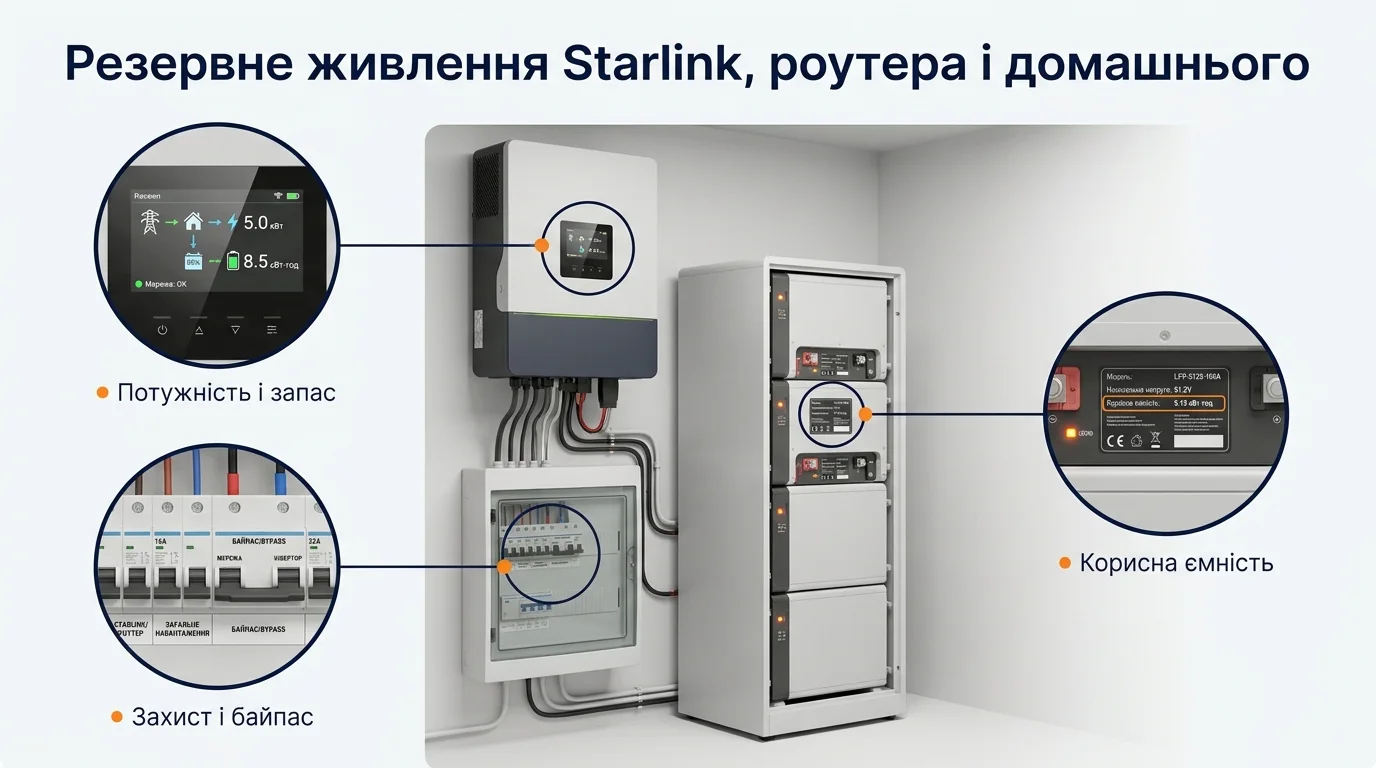 Инфографика: Резервное питание Starlink, роутера и домашнего интернета