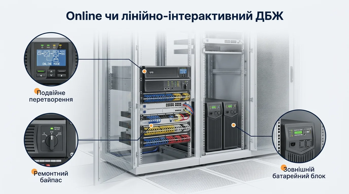 Інфографіка: Online чи лінійно-інтерактивний ДБЖ: у чому різниця і що обрати