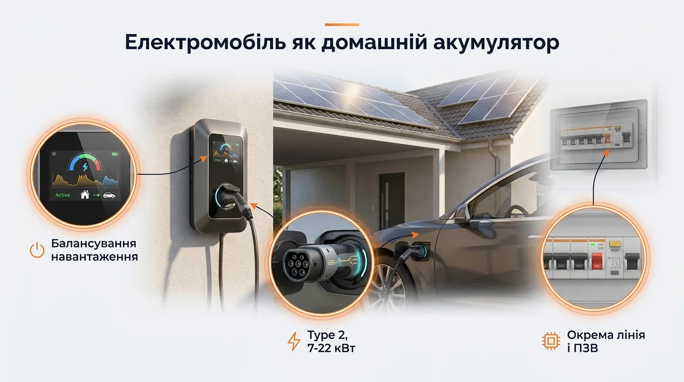 Інфографіка: Електромобіль як домашній акумулятор: V2H та V2G у 2026