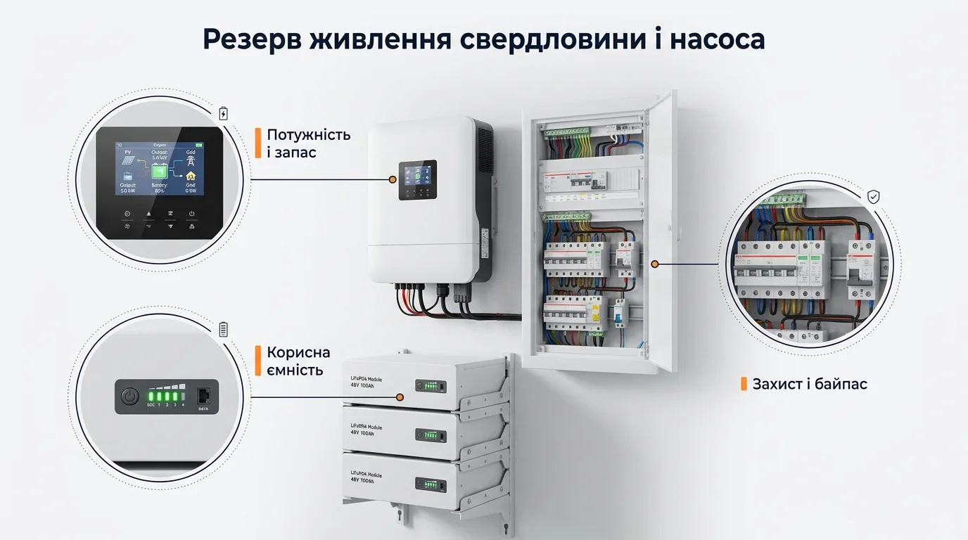 Инфографика: Резерв питания скважины и насоса: как не остаться без воды