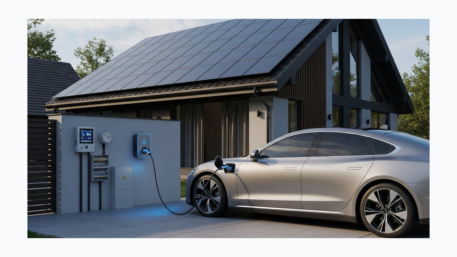 Зарядні станції для електромобілів - фотореалістична ілюстрація рішення SolarProm