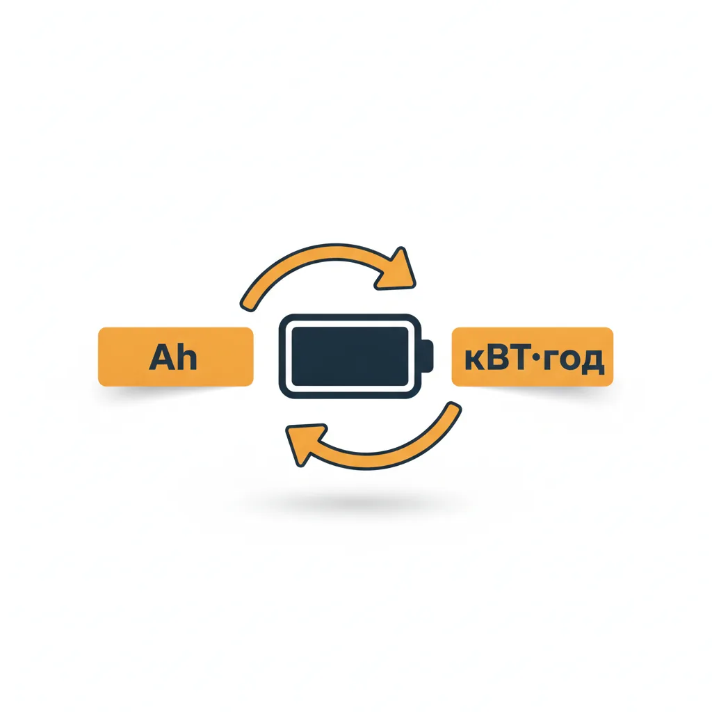 Ah ↔ кВт·год: миттєвий конвертер ємності акумулятора — інфографіка SolarProm